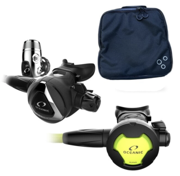 Oceanic Delta 5 Black + EDX DIN Set + Alpha 10 Octopus + Tasche